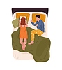 Vector clipart: Couple in lying bed in bed with book and phone
