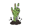 Cartoon groovy zombie hand, Halloween symbol