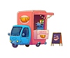 Vector clipart: Food truck serving French croissants and coffee