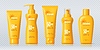 Vector clipart: Sunscreen cosmetic bottle mockups, skincare cream