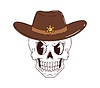 Vector clipart: Cartoon groovy cowboy skull, western character