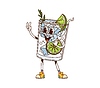 Gin tonic cocktail drink groovy retro character