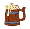 Vector clipart: Cartoon groovy pirate beer tankard, corsair mug