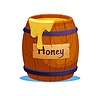 Vector clipart: Cartoon wooden honey barrel filled to top