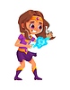 Vector clipart: Kid superhero character girl in super hero costume