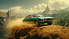 Coche de rally retro salpicando suciedad en obras de arte vintage | Foto de stock