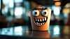 3D мультяшная кофейная чашка с преувеличенным сумасшедшим лицом, | Иллюстрация