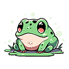Vector clipart: Cute cartoon frog character in kawaii style with bi