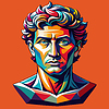 Vector clipart: Classic man bust avatar in vaporwave style. Colorfu