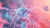 3D glowing nerve cell with dendrites, representing | Stock Illustration