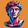 Vector clipart: Classic man bust avatar in vaporwave style. Colorfu