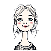 Linda chica de dibujos animados con ojos grandes, retrato | Ilustración vectorial