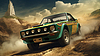Coche de rally retro salpicando suciedad en obras de arte vintage | Foto de stock