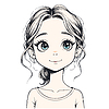 Cute cartoon girl with big eyes, portrait