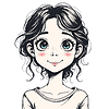 Cute cartoon girl with big eyes, portrait