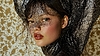 Retrato de moda de mujer con brillante vei negro | Foto de stock
