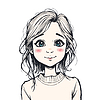Vector clipart: Cute cartoon girl with big eyes, portrait