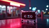 Retro cassette tape with neon lighting in futuristi | Stock Foto