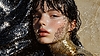 Retrato de moda de mujer con brillante vei negro | Foto de stock