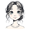 Cute cartoon girl with big eyes, portrait