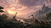 Prähistorischer Dschungel mit Dinosauriern und Wasserfällen | Stock Illustration