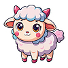 Vector clipart: Cute cartoon lamb with big eyes and colorful wool i