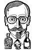 Vector clipart: Vintage gentleman with top hat and mustache, drawn
