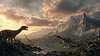 Prähistorischer Dschungel mit Dinosauriern und Wasserfällen | Stock Illustration