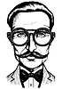 Vector clipart: Vintage gentleman with top hat and mustache, drawn