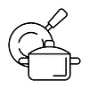 Frying pan and saucepan icon. Home decor element | Stock Vector Graphics