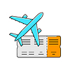 Vector clipart: Airplane with boarding pass icon. Air travel and