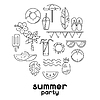 Background with summer items. Stylized beach objects