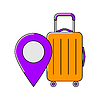 Vector clipart: Suitcase with marker icon. Travel and tourism item
