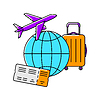 Vector clipart: Airplane transportation icon. Air travel and touris