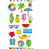 Vector clipart: Pattern with summer items. Stylized beach objects