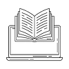 Vector clipart: Laptop with open book. Digital library concept