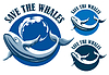 Vector clipart: Save whales emblem set