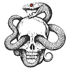 Vector clipart: Skull with Snake Tattoo