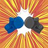 Guantes de boxeo sobre fondo amarillo rojo reventado. Symbo | Ilustración vectorial
