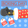 Vector clipart: Boxing Sale. Santa Claus with black boxing glove