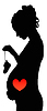 Vector clipart: Pregnant girl with shoes and red heart