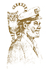 Vector clipart: Old sailor with a cat