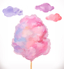 Vector clipart: Cotton candy. Sugar clouds. Watercolor