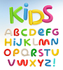 Vector clipart: 3d plastic font. Children and school set