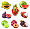 Vector clipart: Juicy ripe sweet fruit. icon set