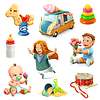 Vector clipart: Kids and toys, set of icons
