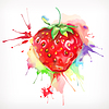 Vector clipart: Watercolor painting, ripe strawberries, sweet and