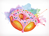 Vector clipart: Donut with pink icing , watercolor painting