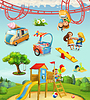 Vector clipart: Children playground, outdoor games in park,