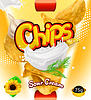 Vector clipart: Potato chips. Sour Cream flavor. Design packaging,